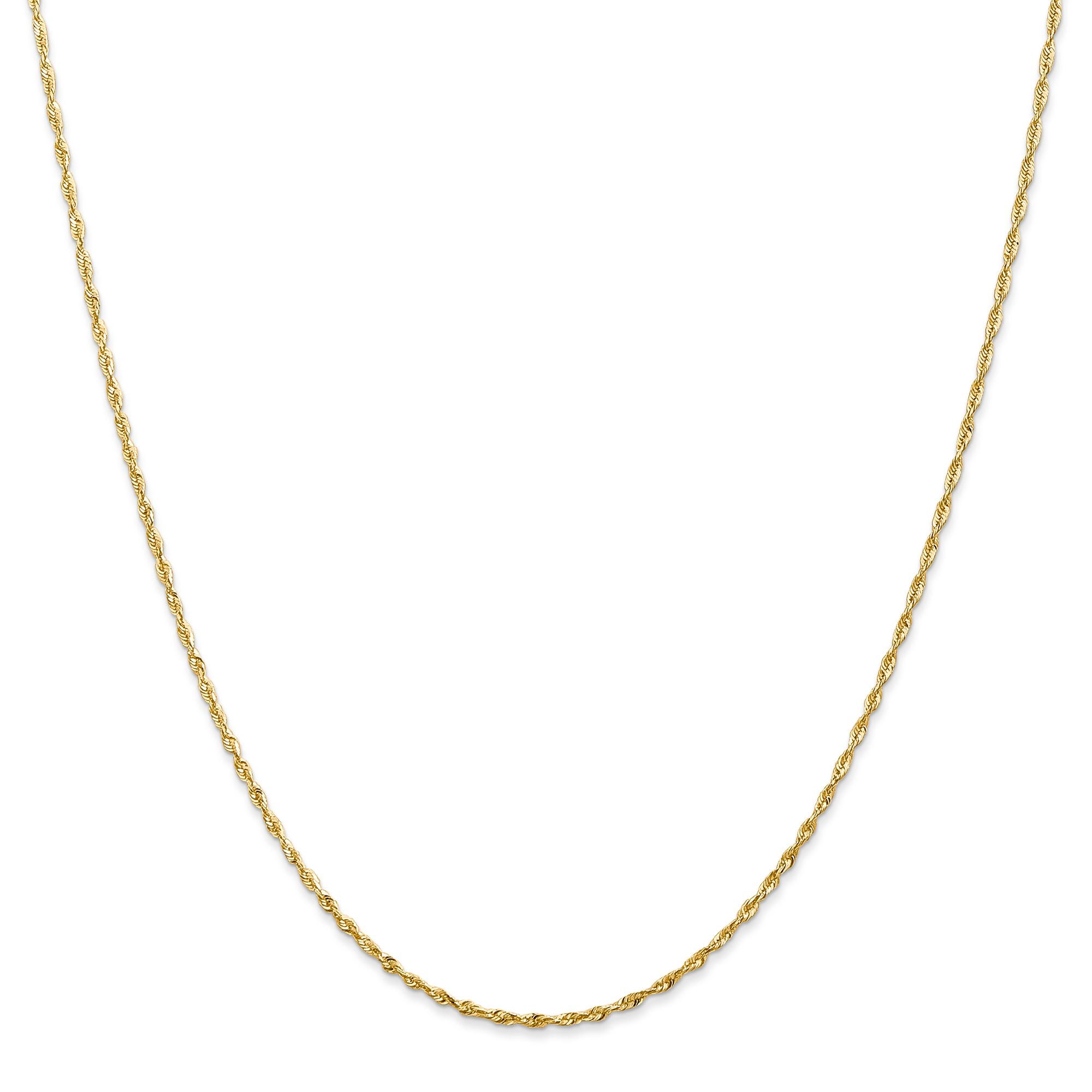 0.85MM Rope Chain Necklace in 14K Yellow Gold, 16" Length