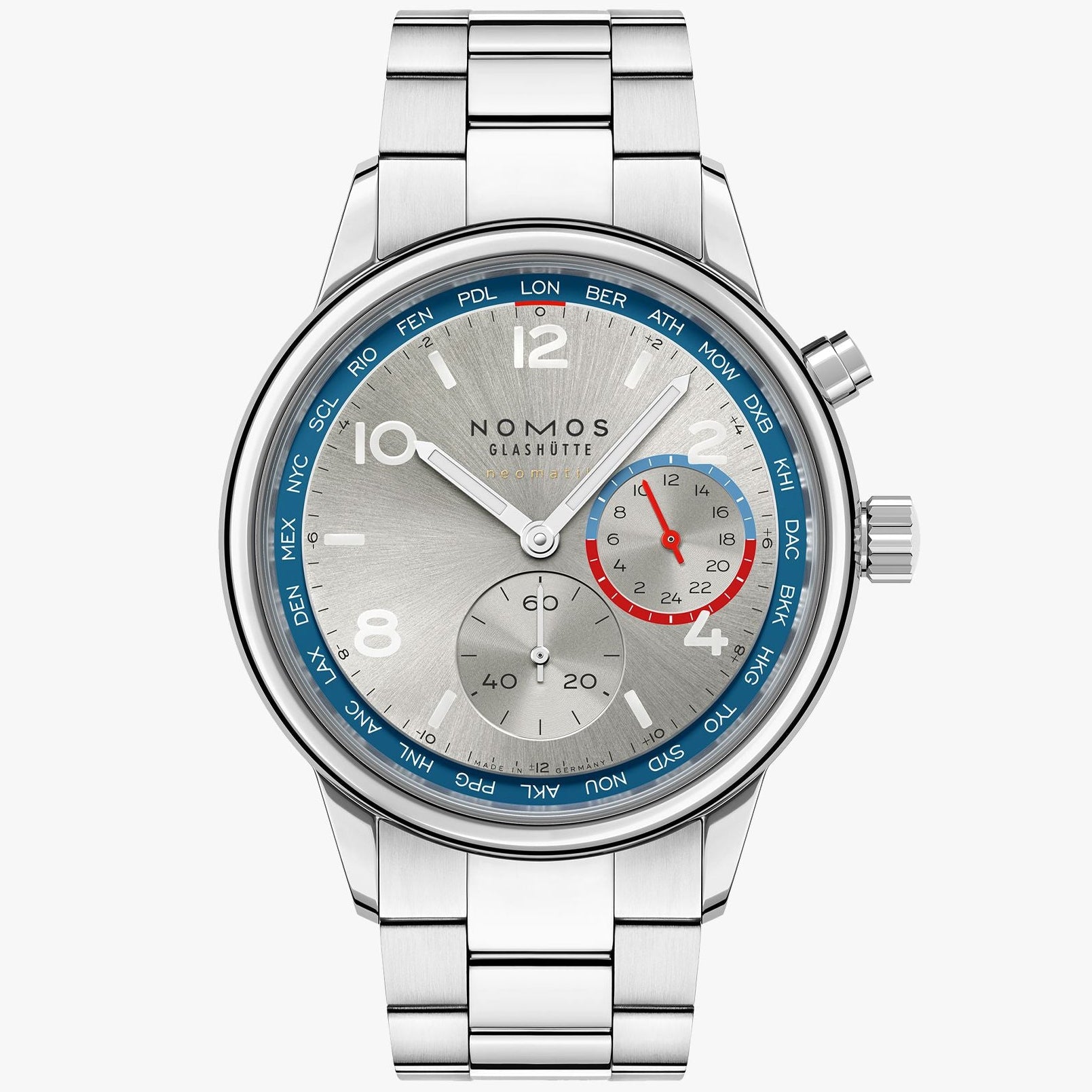 NOMOS Club Sport Neomatik Worldtimer Silver Ref. 791