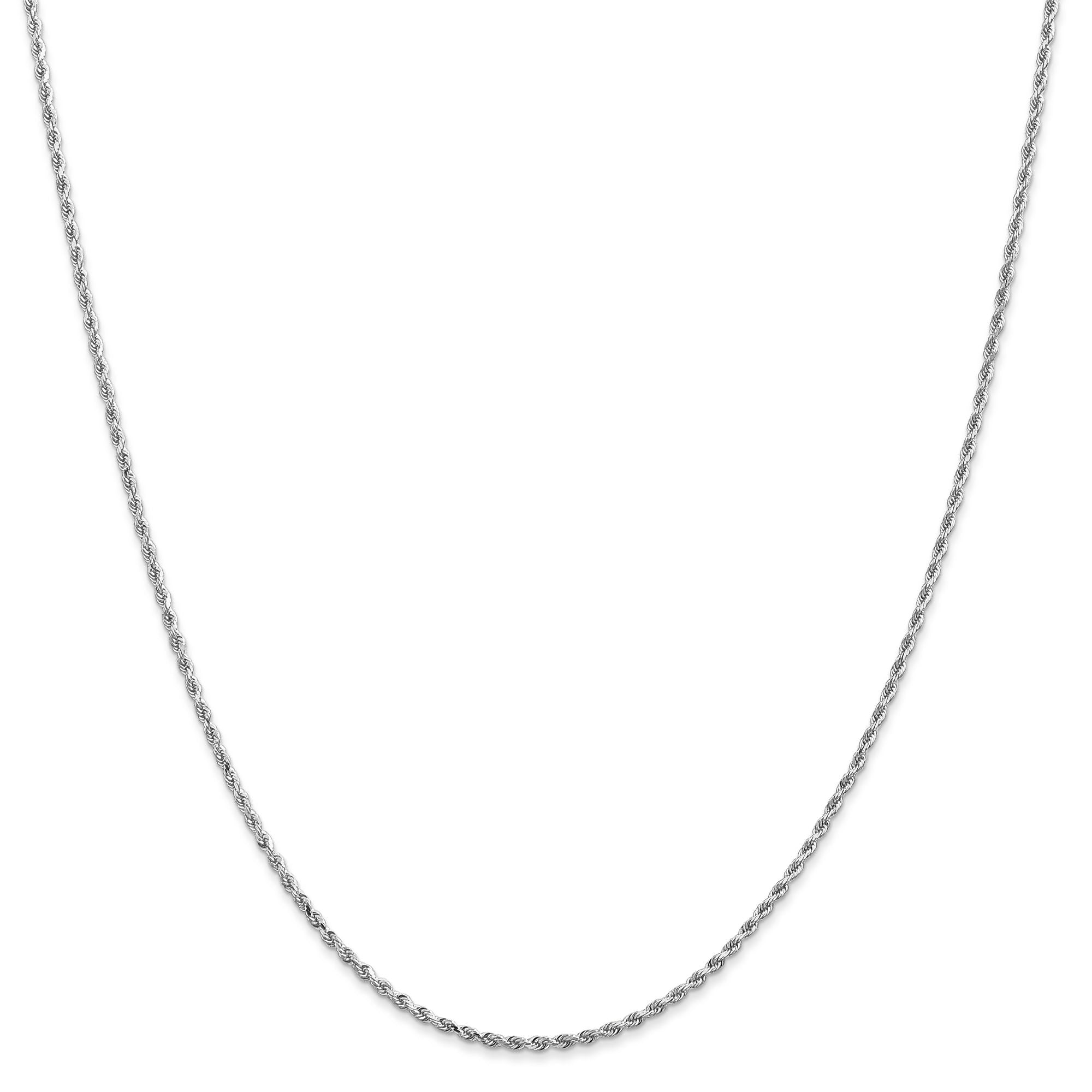 1.4MM Rope Chain Necklace in 14K White Gold, 18" Length