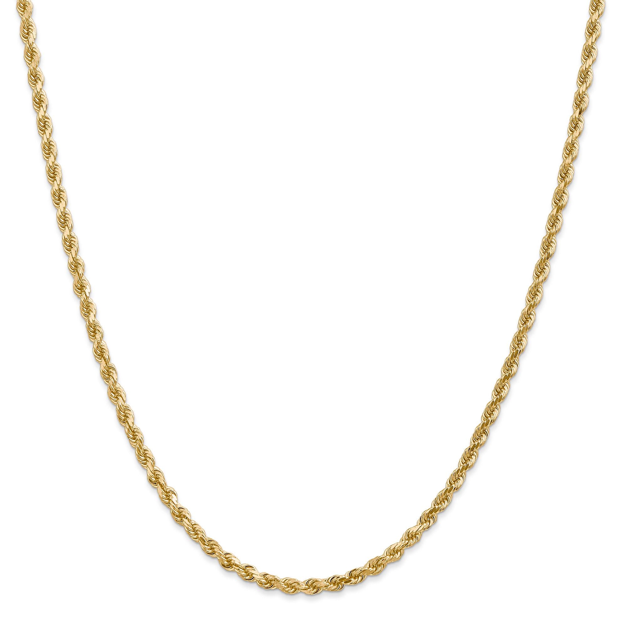 3.0MM Rope Chain Necklace in 14K Yellow Gold, 24" Length