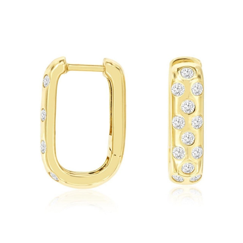 Flush Set Diamond Hinge Earrings in 14K Yellow Gold