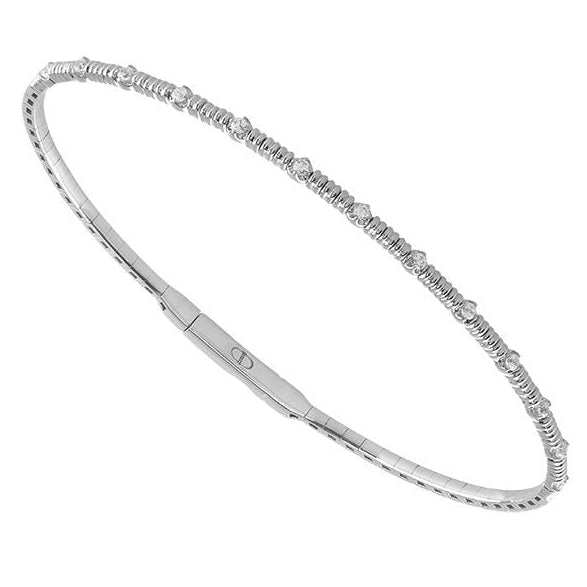 Round Diamond Station Flex Bracelet in 14K White Gold