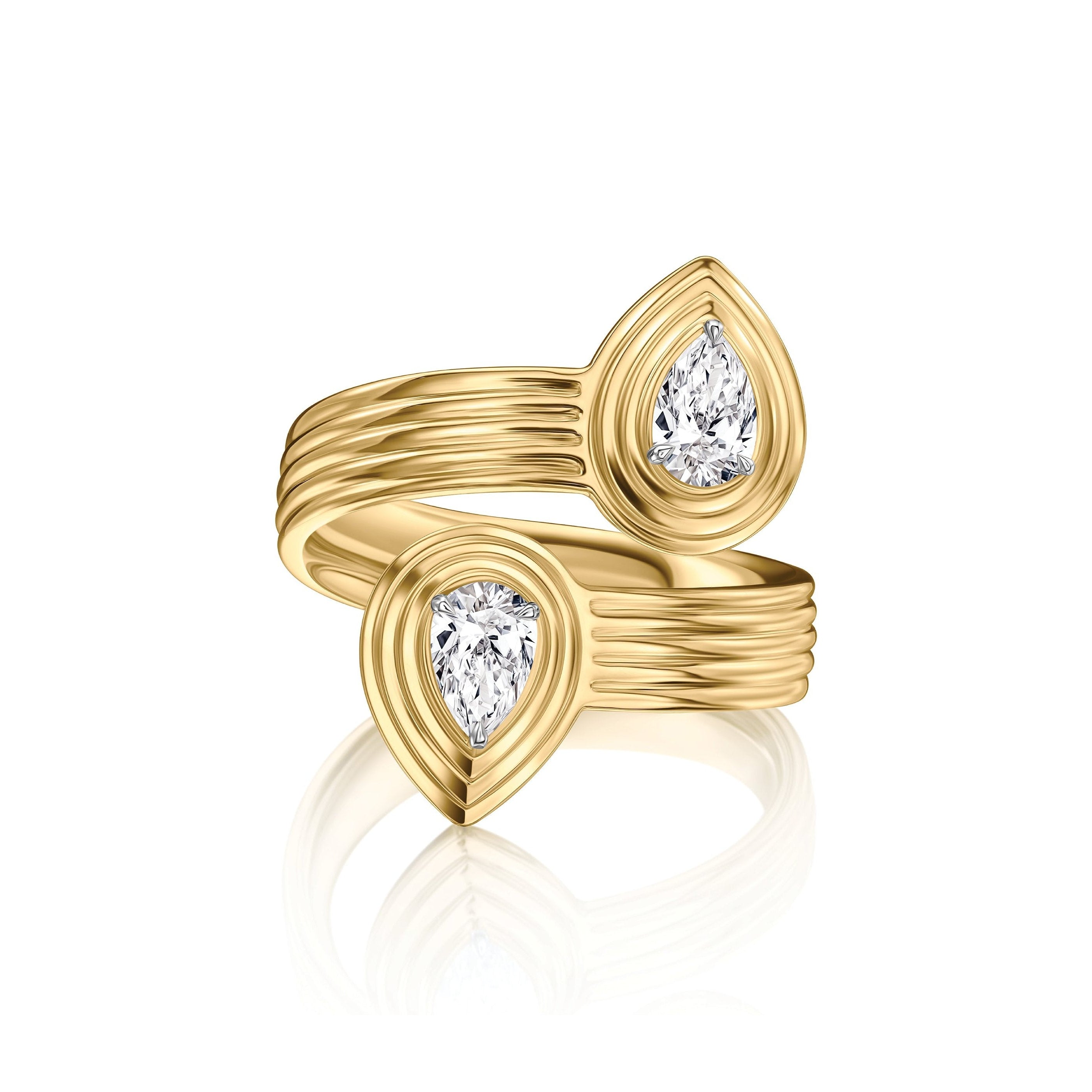 Phillips House Pear Diamond Layered Bypass Ring, Size 6