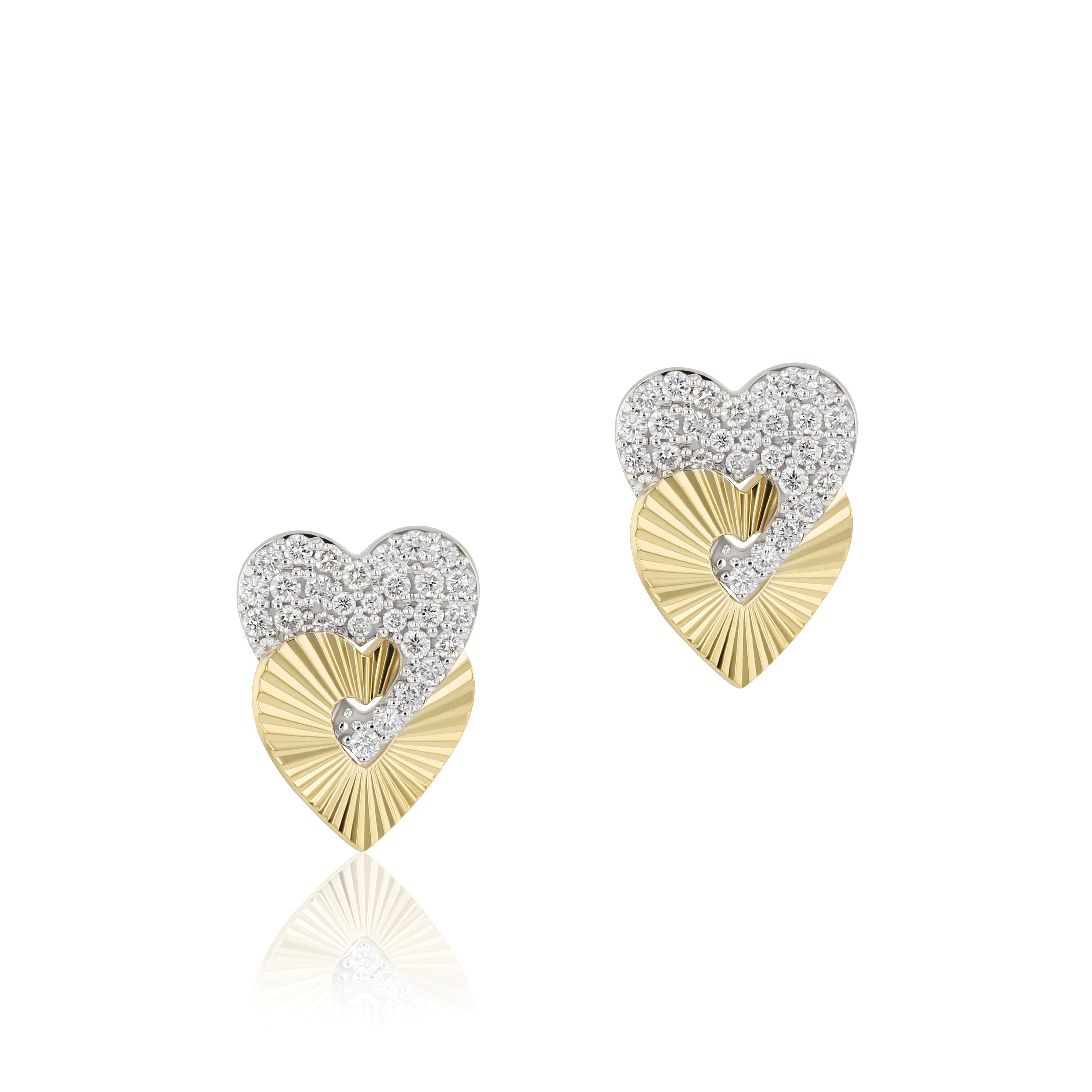 Phillips House Small Aura Interlocking Heart Stud Earrings in 14K Yellow Gold