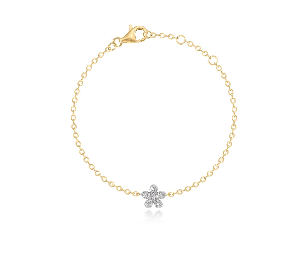 Phillips House Petite Forget Me Not Diamond Flower Bracelet in 14K Yellow Gold
