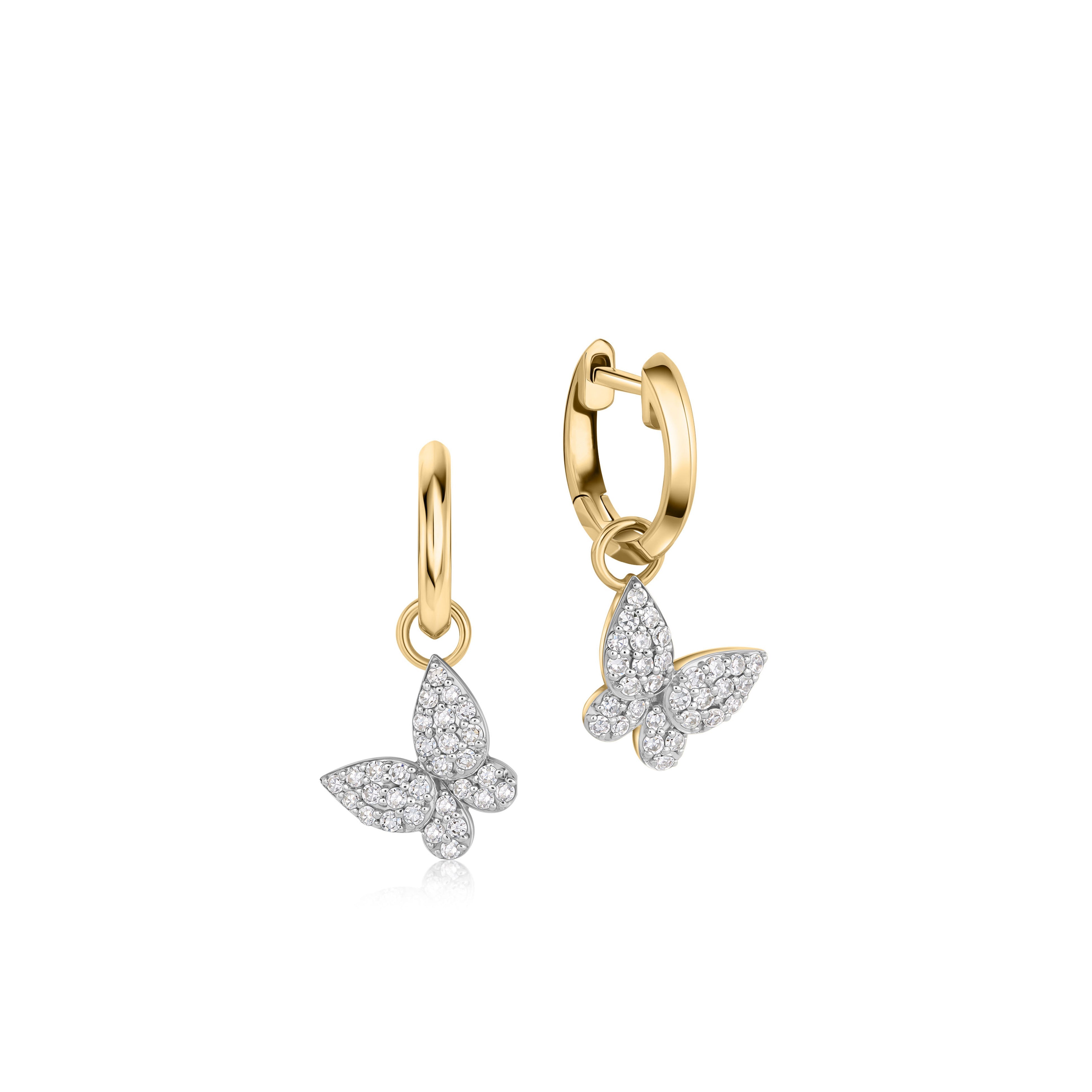 Phillips House Mini Butterfly Drop Earrings in 14K Yellow Gold