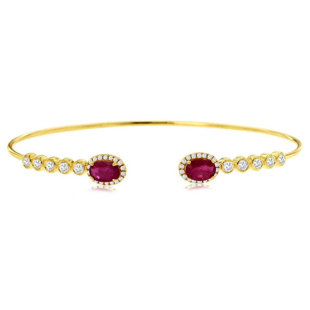 Ruby Diamond Cuff in 14K Yellow Gold