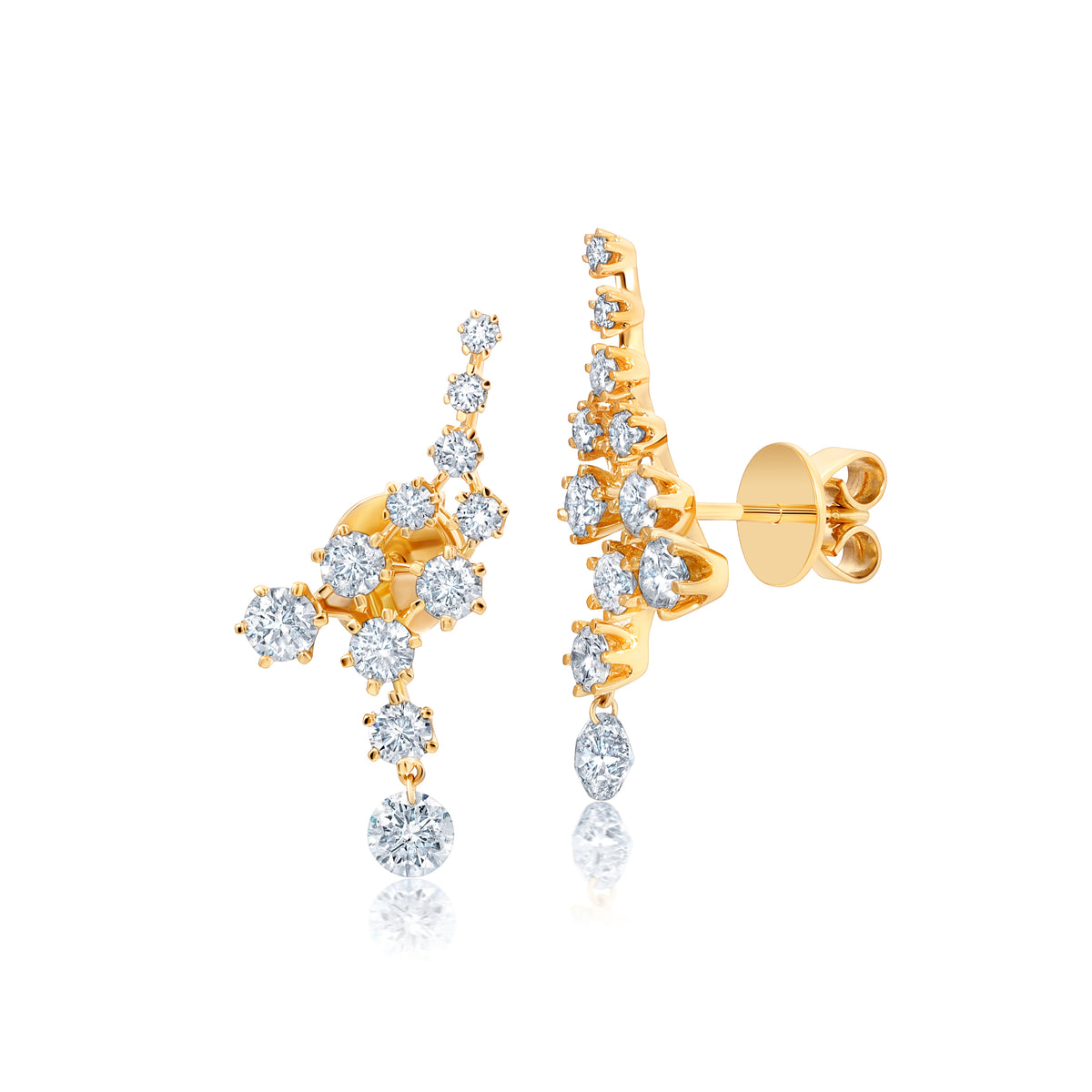 Graziela Floating Diamond Ear Climbers in 18K Yellow Gold