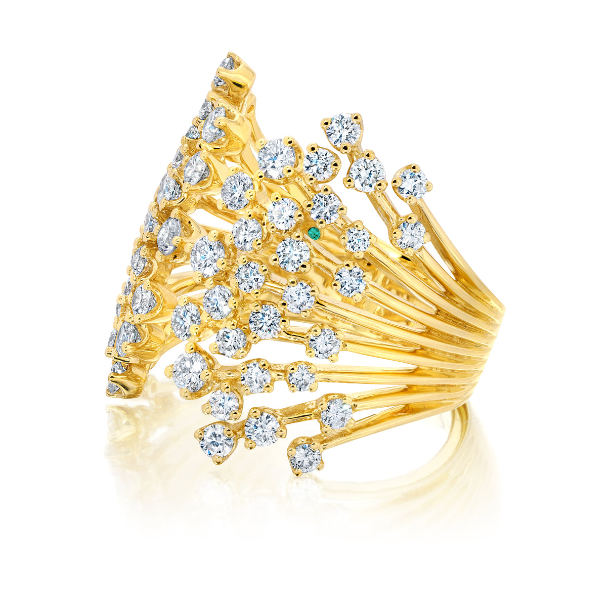 Graziela Diamond Acai Ring in 18K Yellow Gold, Size 7