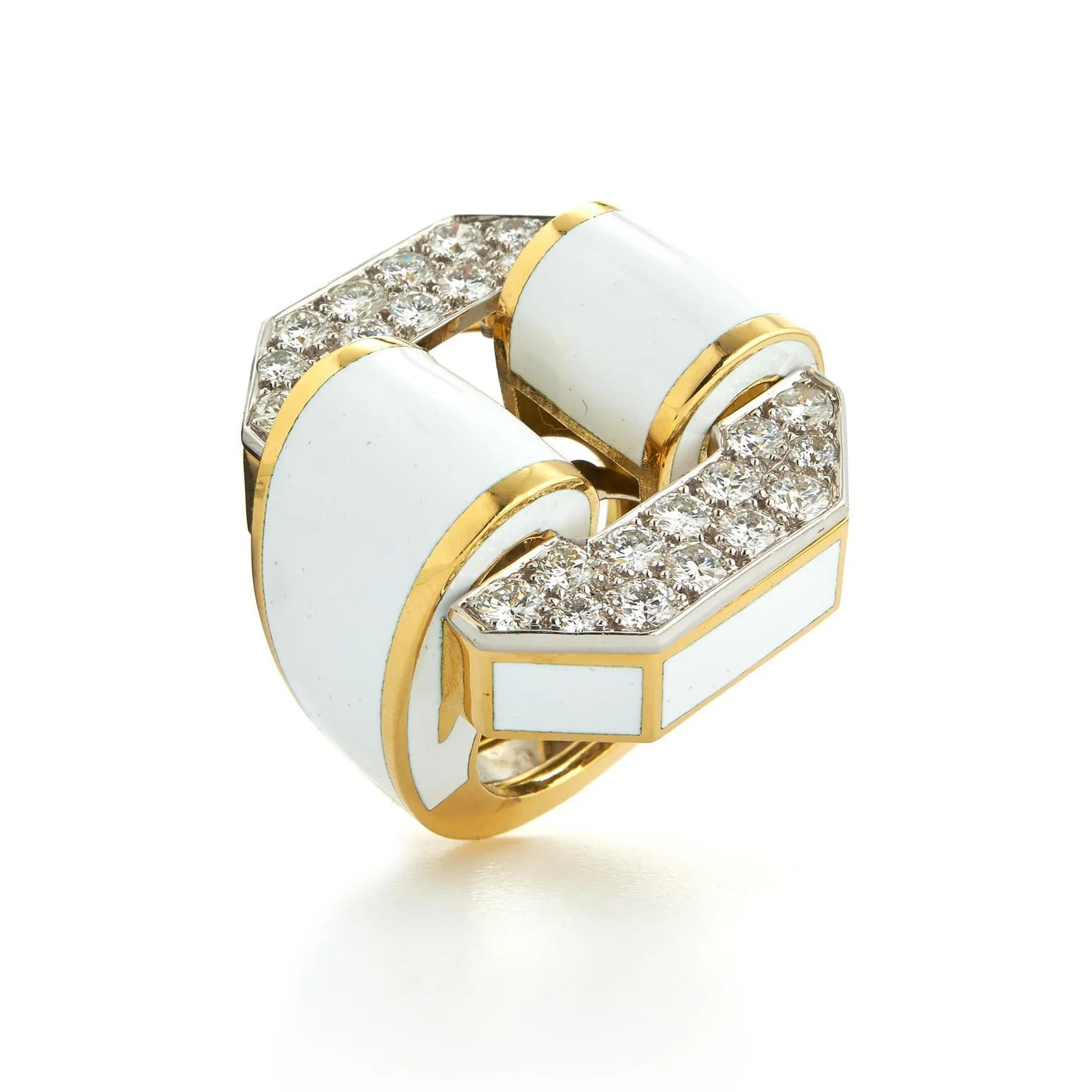 David Webb Octagonal Buckle Ring in 18K Yellow Gold, Size 6.5