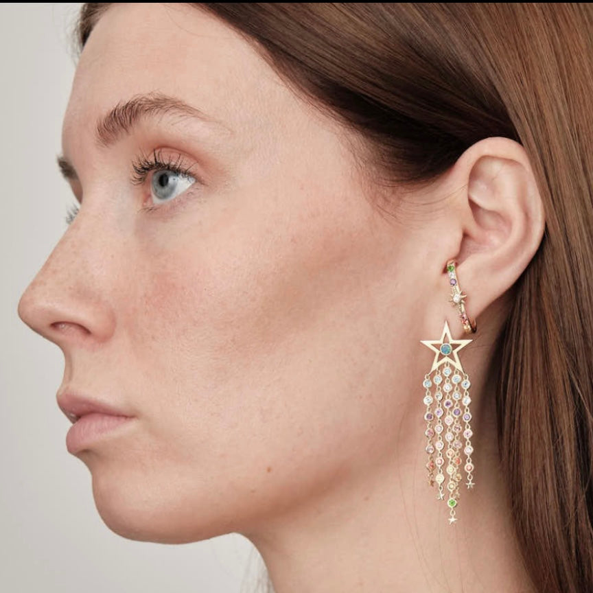 Eden Presley Supernova Sapphire Statement Earrings in 14K Yellow Gold