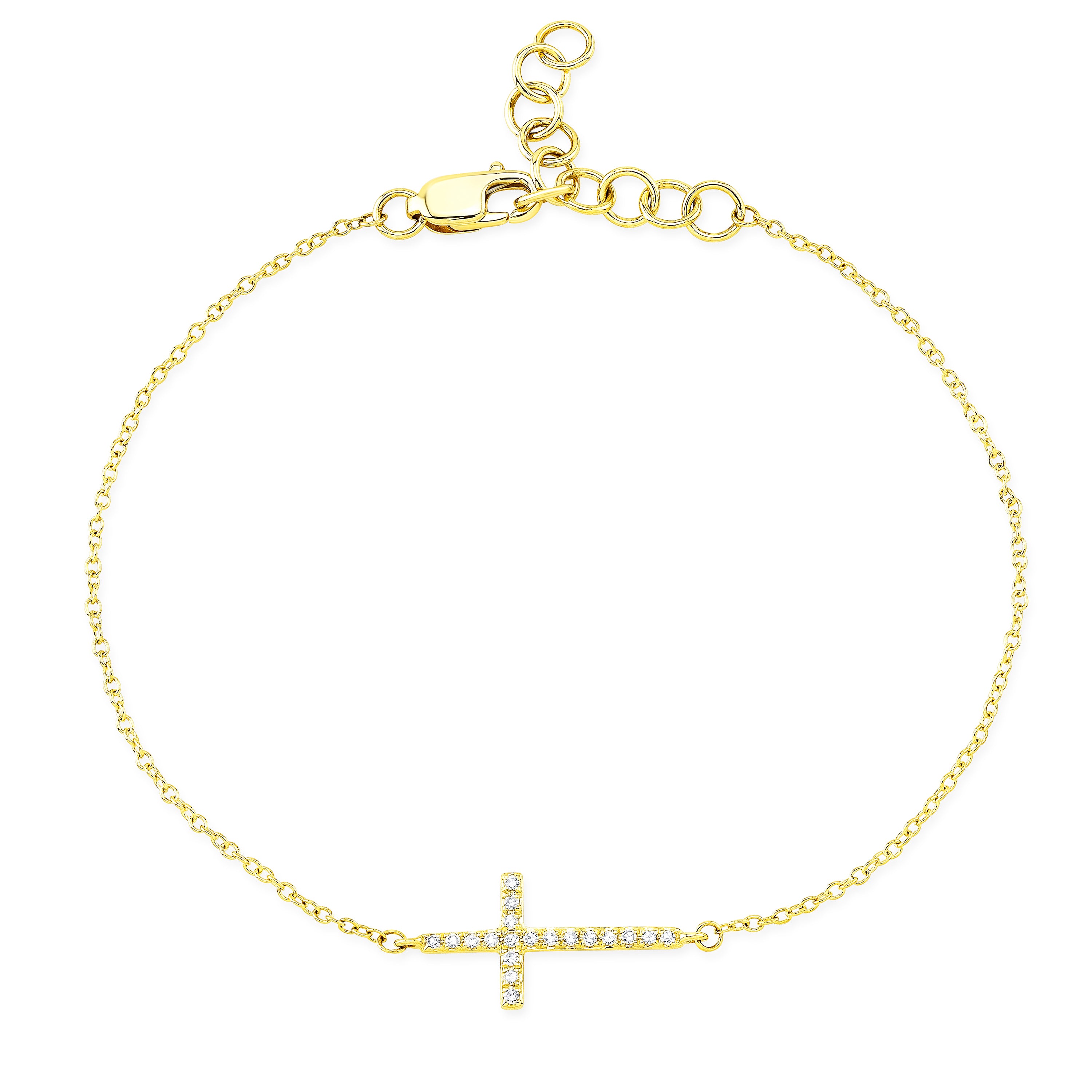 Diamond Cross Bracelet in 14K Yellow Gold