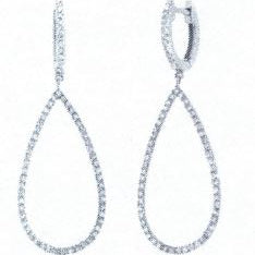 Diamond Teardrop Earrings in 14K White Gold
