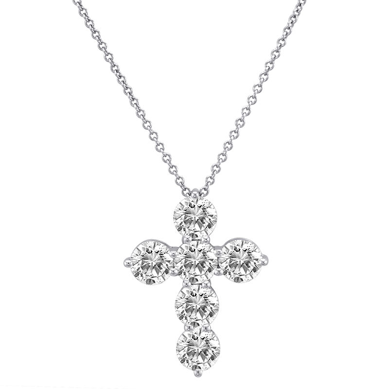 Diamond Cross Necklace in 14K White Gold