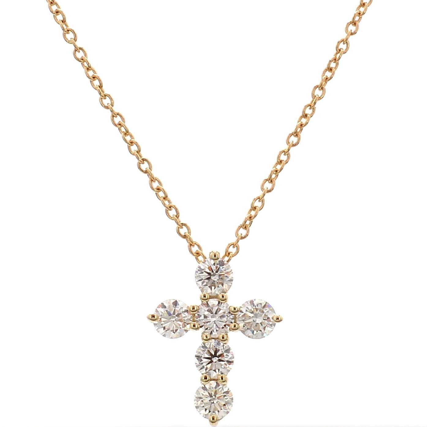 Diamond Cross Necklace in 14K Yellow Gold