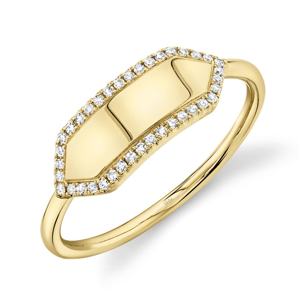 Ford Diamond ID Ring in 14K Yellow Gold, Size 8