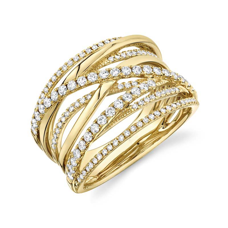 Embrace Crossover Diamond Ring in 14K Yellow Gold, Size 6
