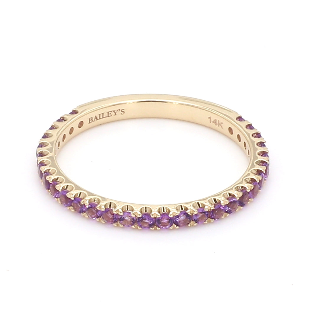 Amethyst Pave Ring in 14K Yellow Gold, Size 6.5