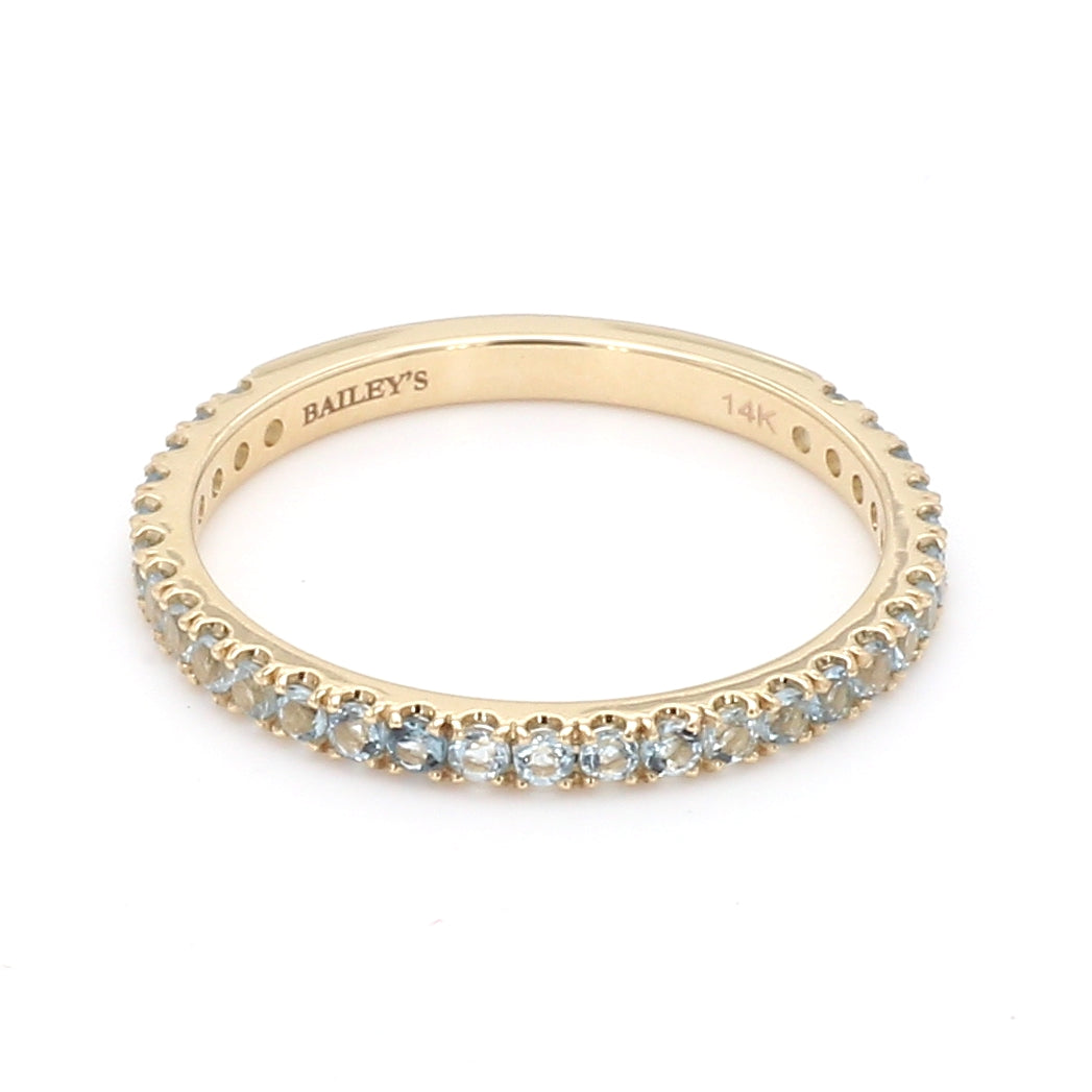 Aquamarine Pave Ring in 14K Yellow Gold, Size 6.5