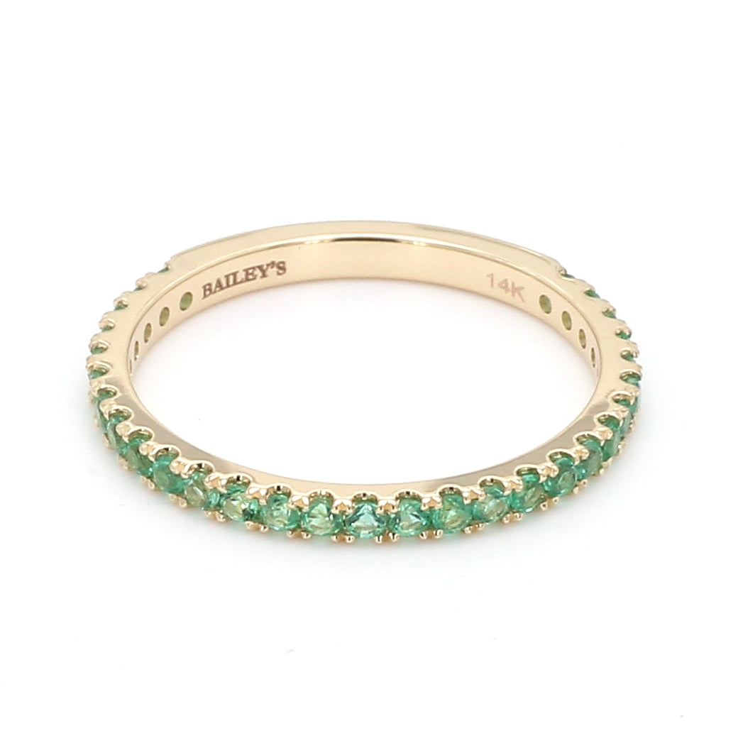 Emerald Pave Ring in 14K Yellow Gold, Size 6.5