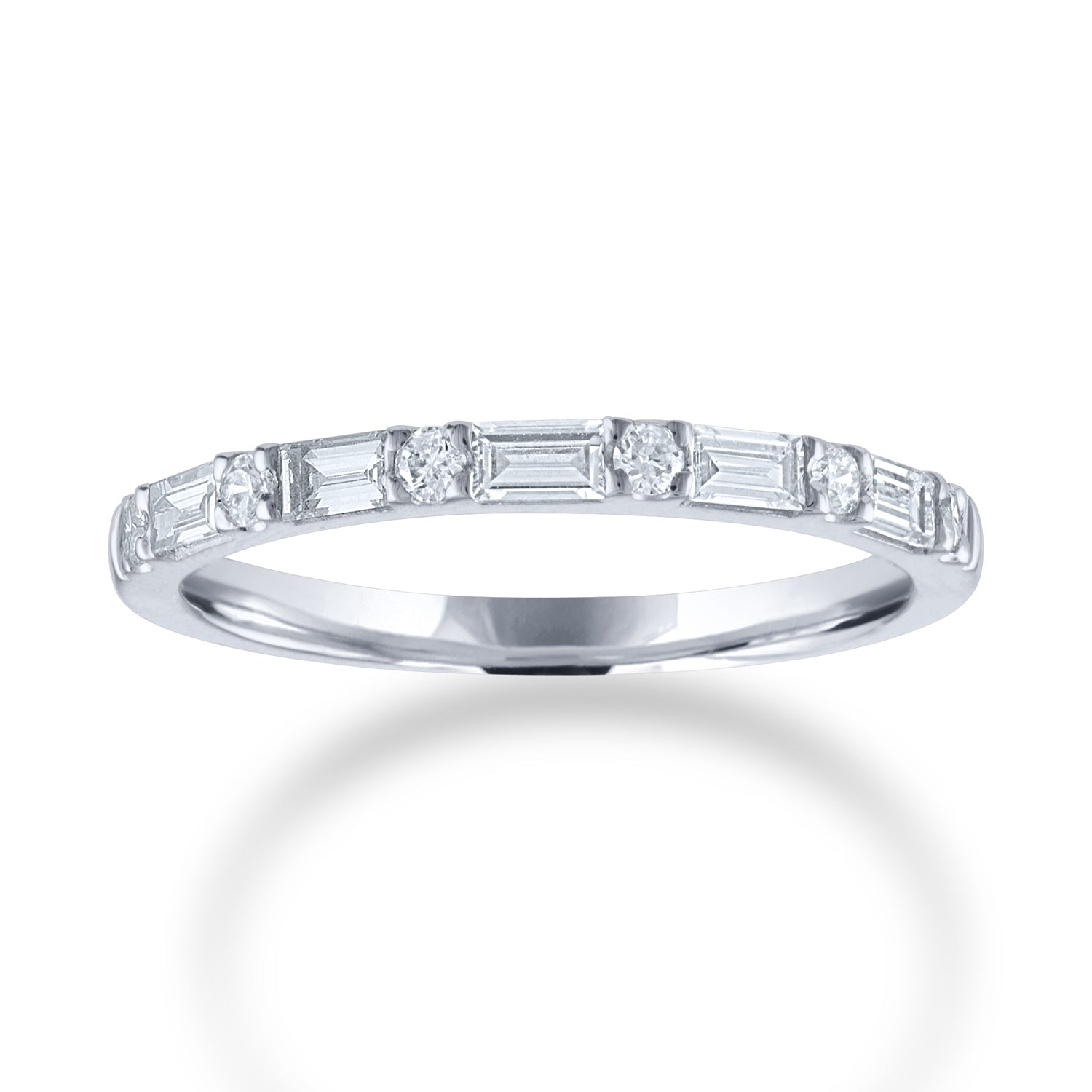 Alternating Shape Diamond Band in 14K White Gold, Size 6