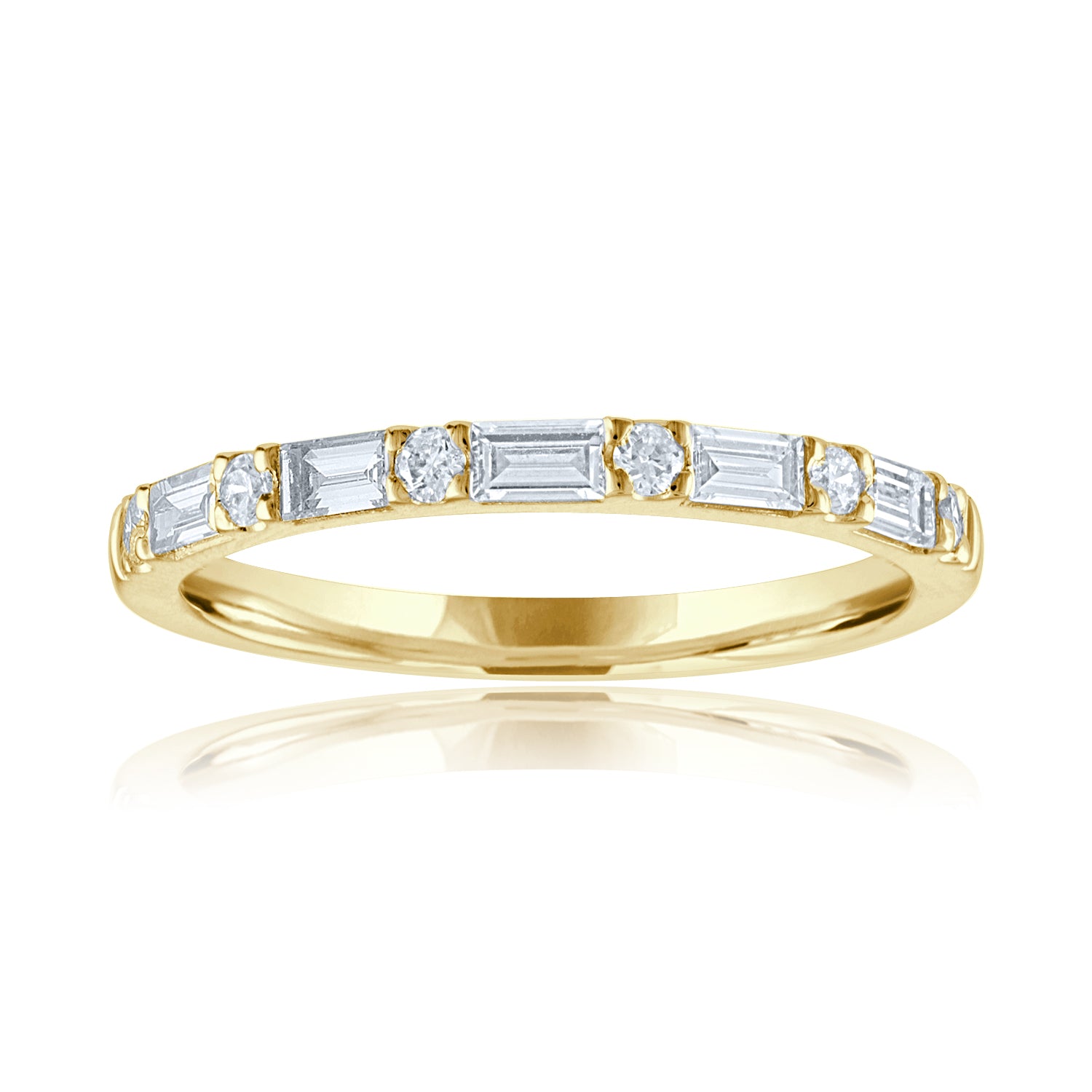 Alternating Shape Diamond Band in 14K Yellow Gold, Size 6