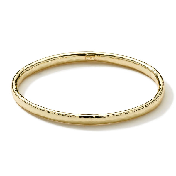 Ippolita Classico Flat Hammered Bangle in 18k Yellow Gold