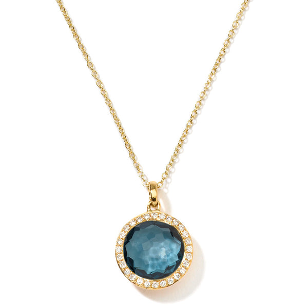 Ippolita Mini Lollipop London Blue Topaz Necklace in 18K Yellow Gold