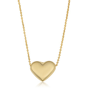 Puff Heart Pendant Necklace in 14K Yellow Gold