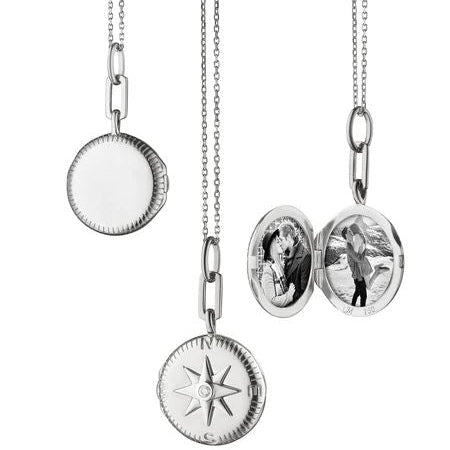 Monica Rich Kosann Adventure Compass Locket Necklace in Sterling Silver, 18" Length