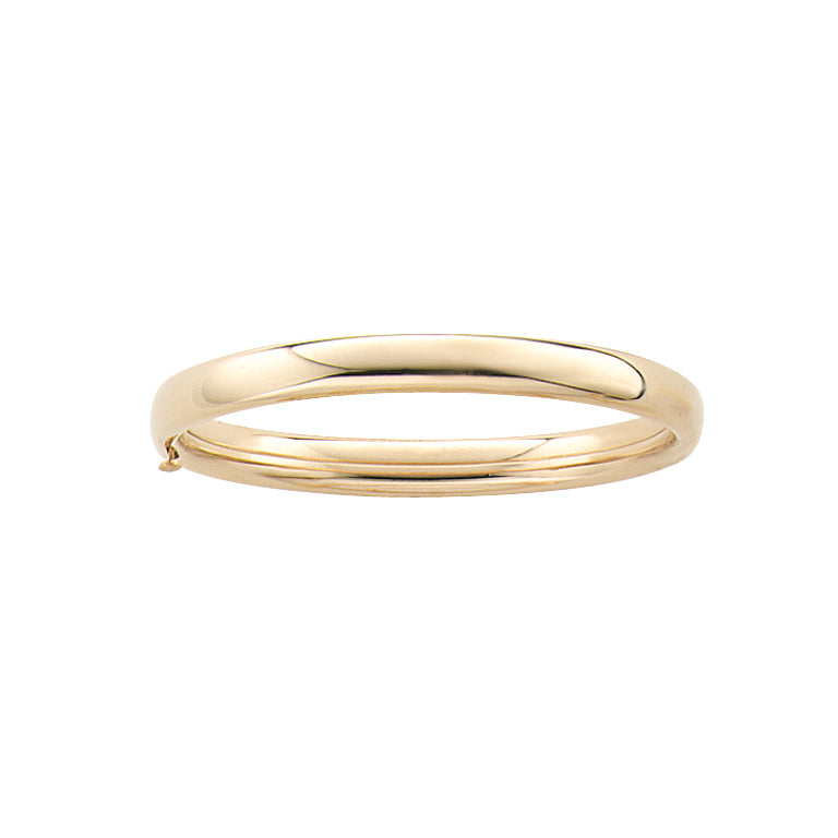 Children's Plain Polished Bangle in 14K Yellow Gold, 4.5"