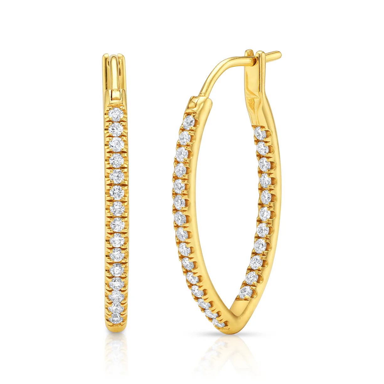 Erica Courtney Mary Marquise Hoop Earrings in 18K Yellow Gold