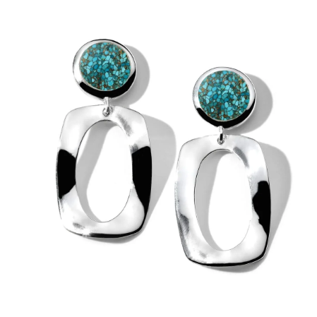 Ippolita Rock Candy Bronze & Turquoise Small Dot & Frame Post Earrings in Sterling Silver