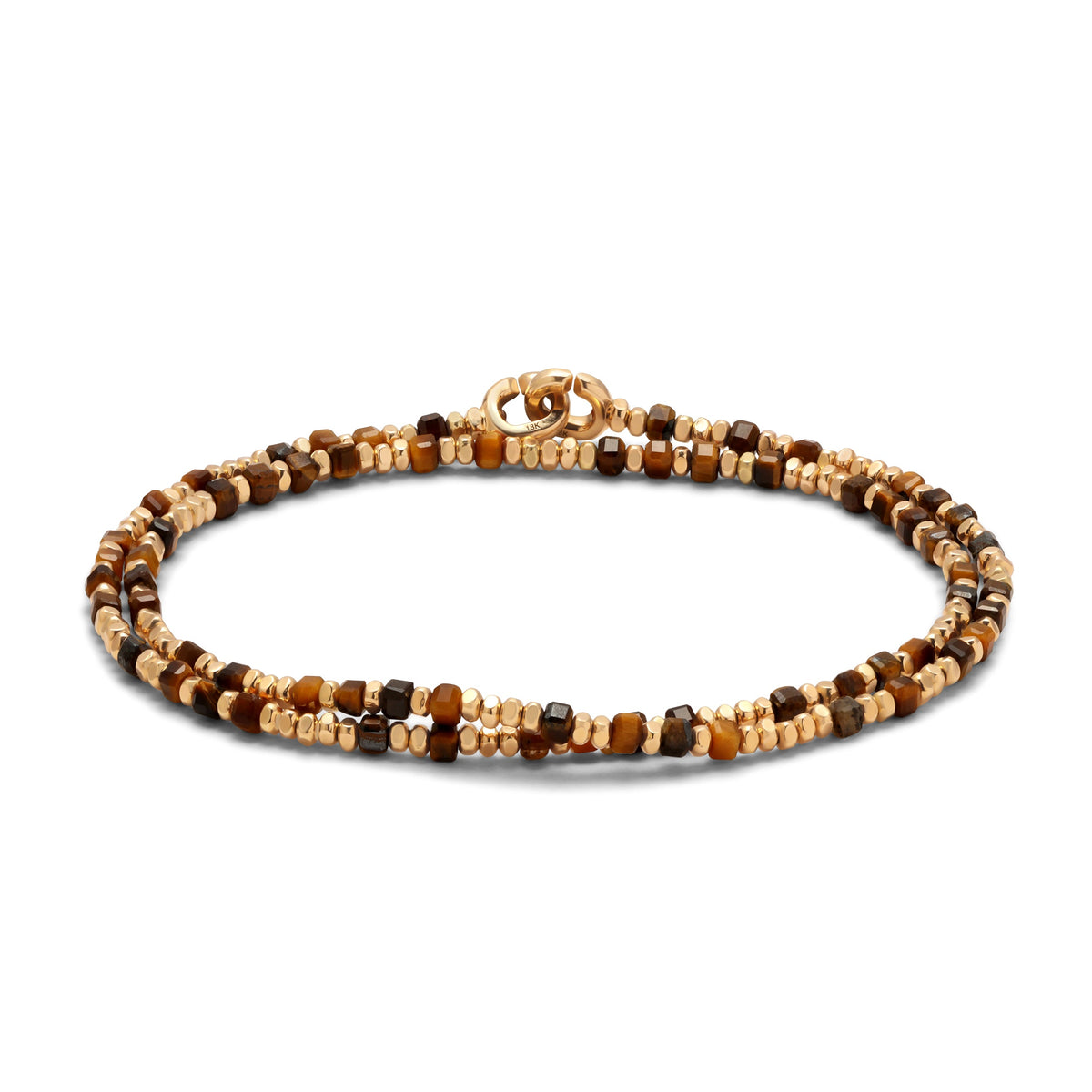 Maor Percep Tiger Eye Two Wrap Bracelet in 18K Yellow Gold