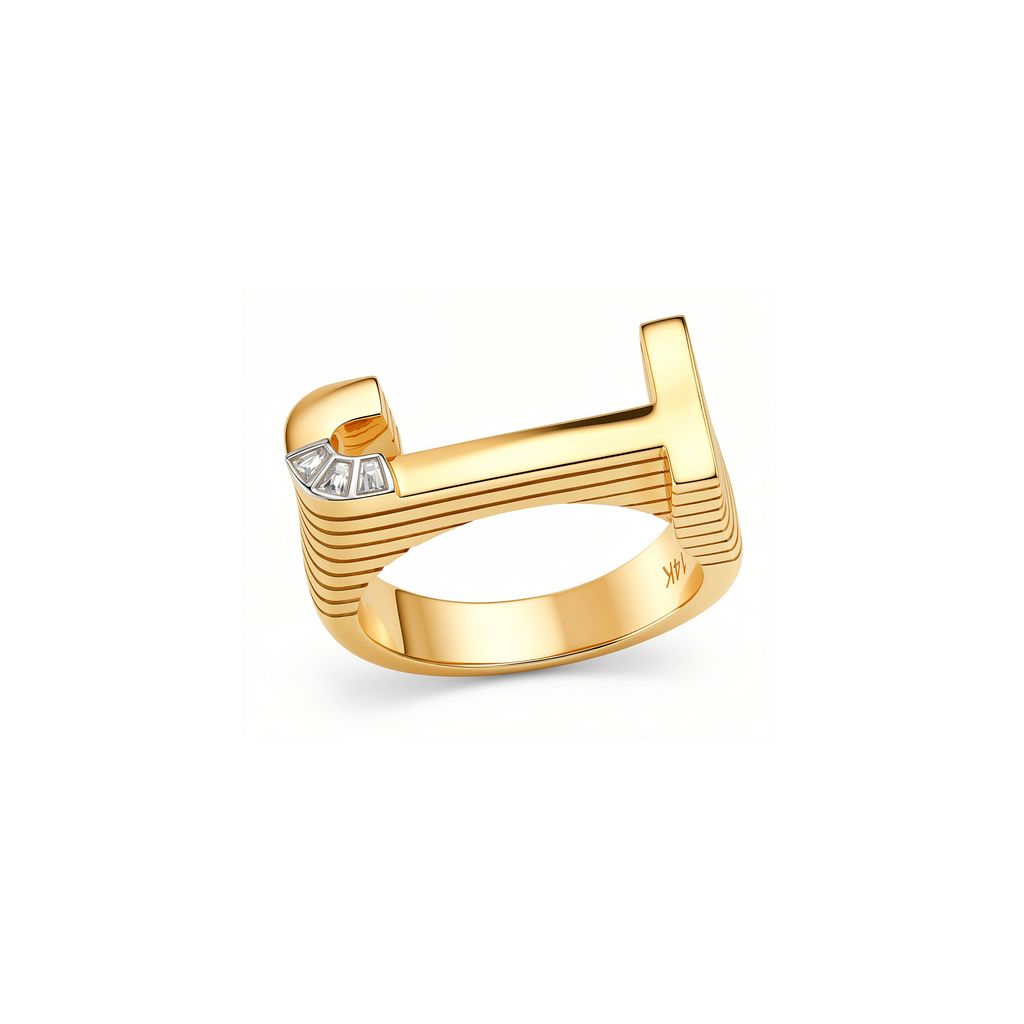 Helena Rose "J" Grandsize Initial Ring in 14K Yellow Gold, Size 7