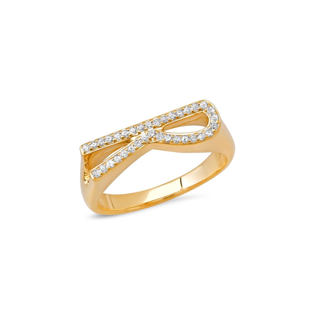 Helena Rose "R" Pave Diamond Initial Ring in 14K Yellow Gold, Size 7