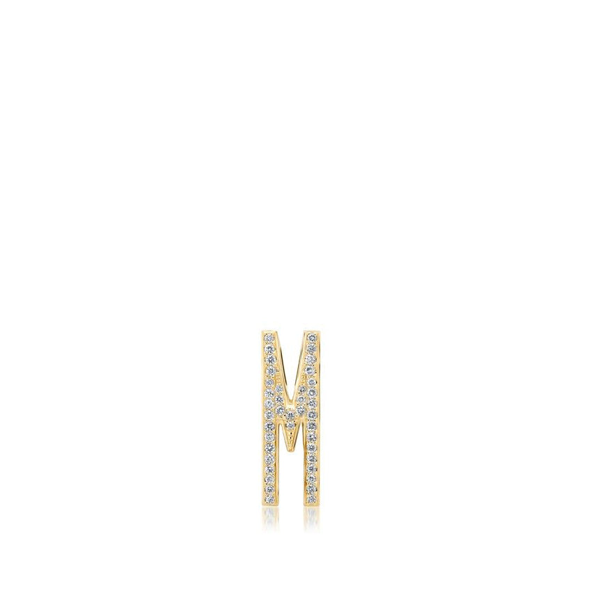 Helena Rose "M" Slide-On Pave Diamond Initial Charm in 14K Yellow Gold