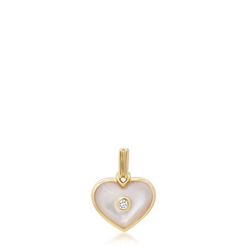 Helena Rose Mother of Pearl Mini Heart Charm in 14K Yellow Gold