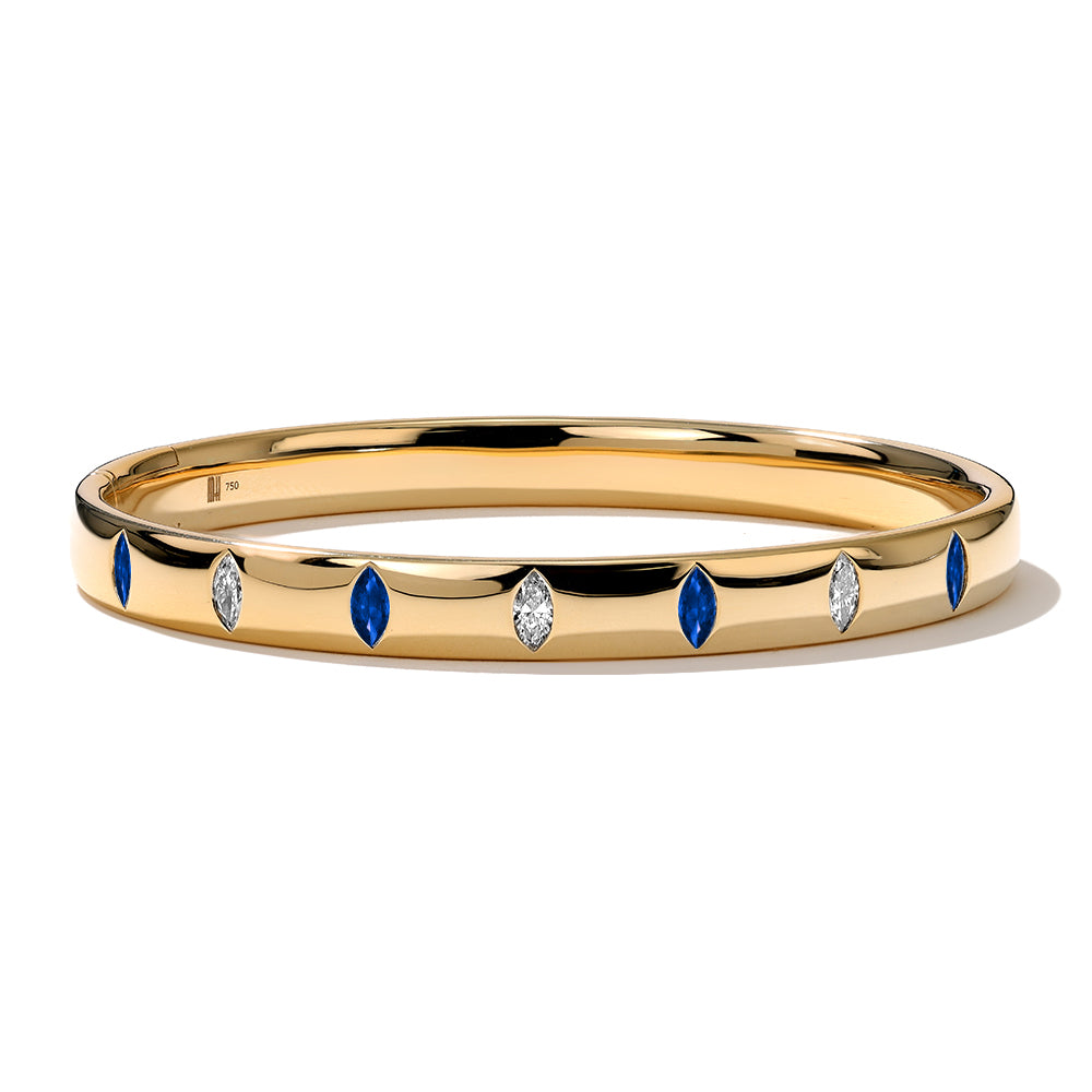 Mark Henry Diamond & Sapphire Guardian Bangle in 18K Yellow Gold