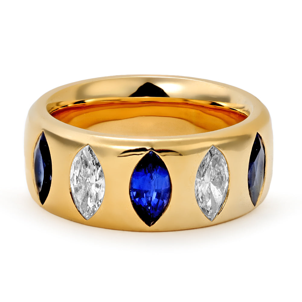 Mark Henry Diamond & Sapphire Grand Guardian Ring in 18K Yellow Gold, Size 7