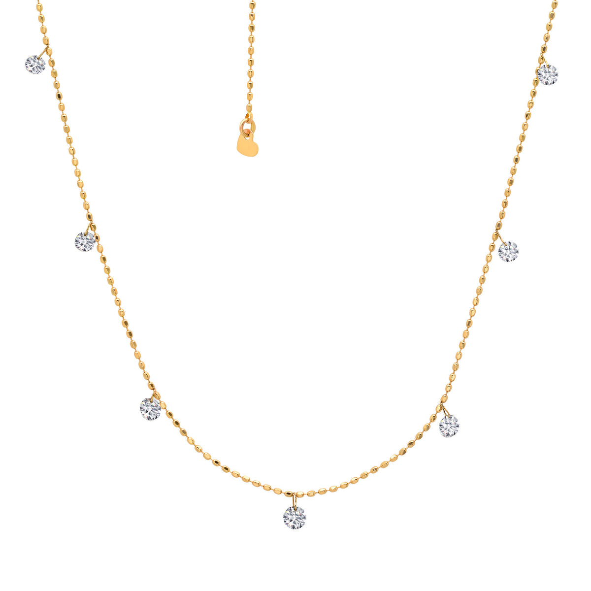 Graziela Tiny Floating Diamond Necklace in 18K Yellow Gold