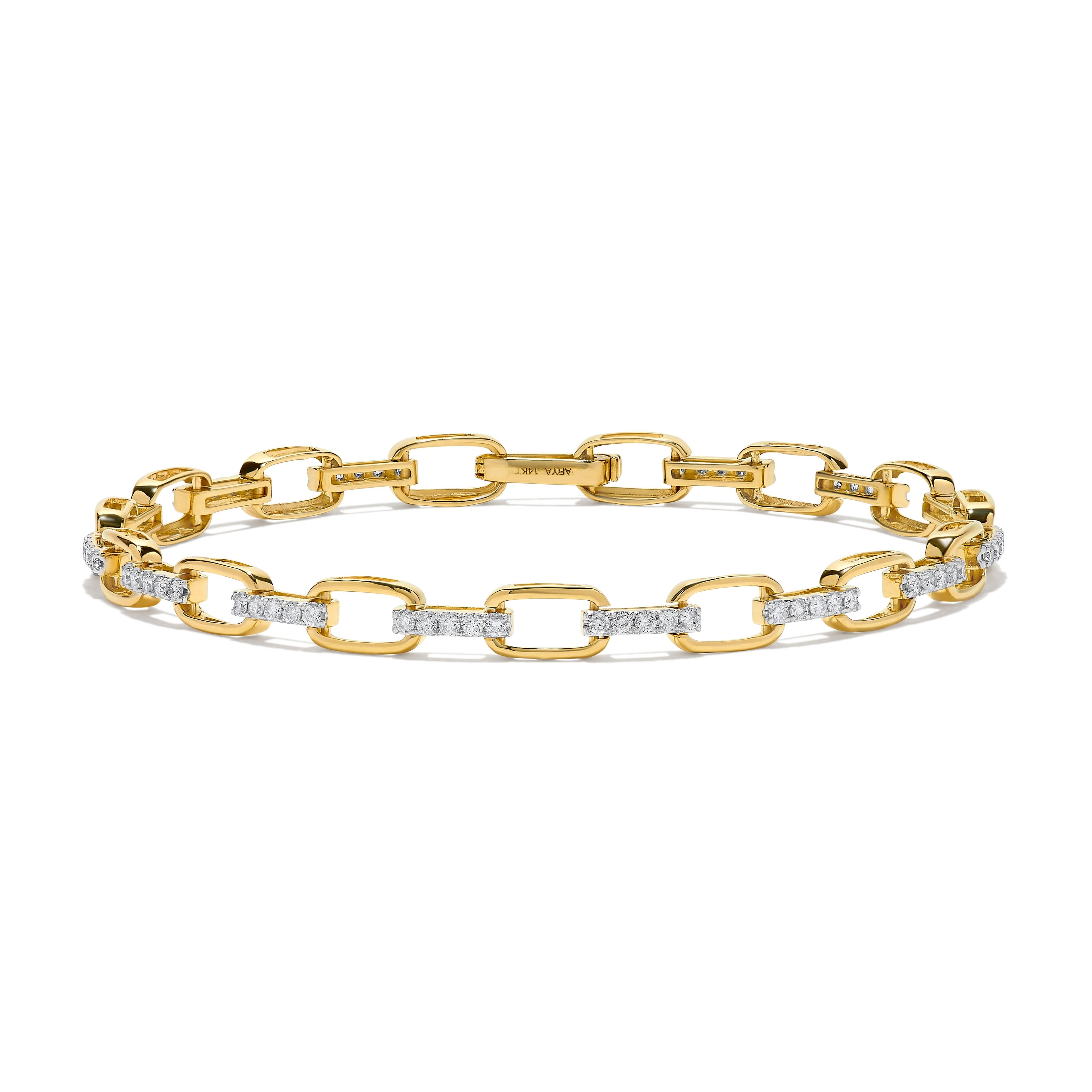 Diamond Chain Link Bracelet in 14K Yellow Gold