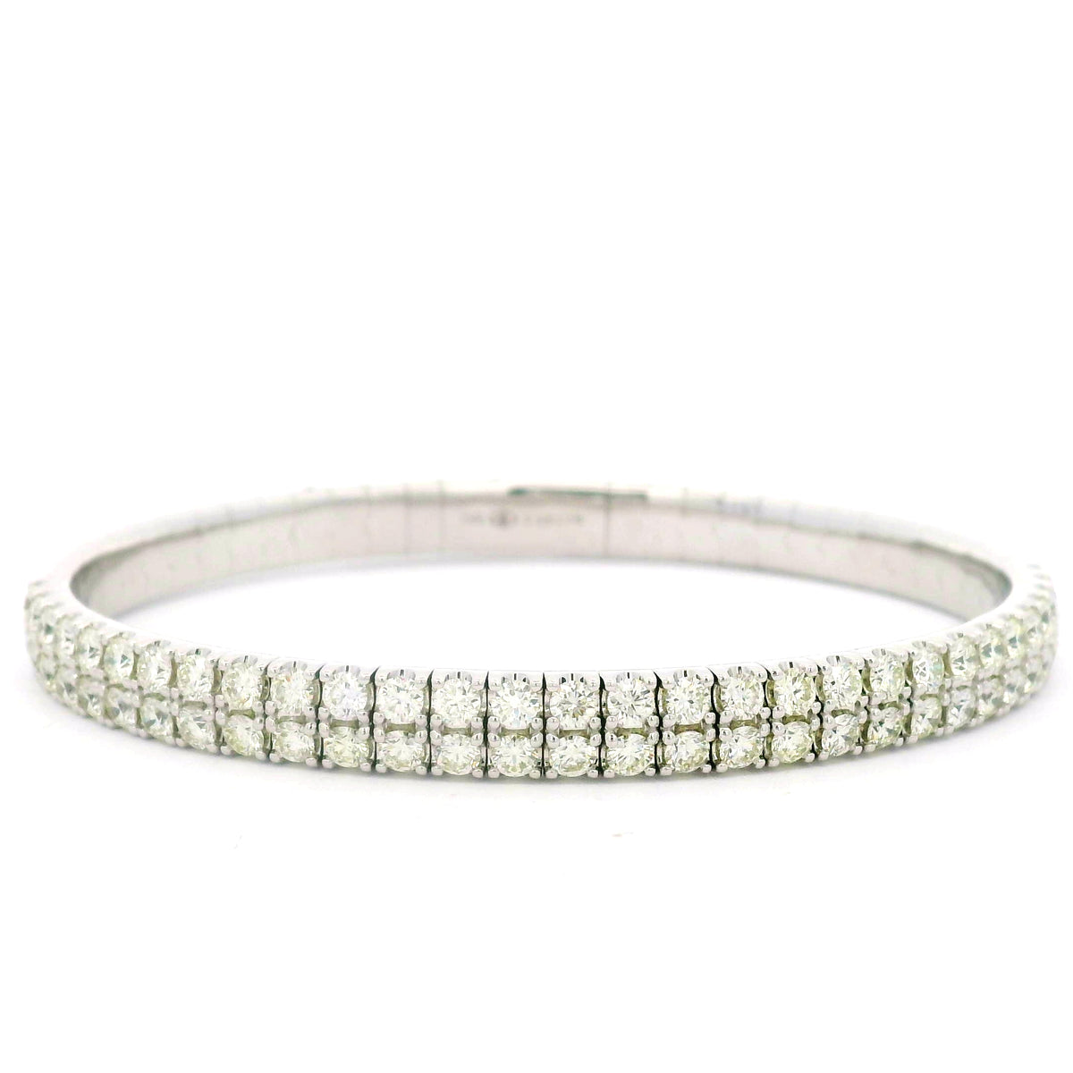 Two Row Diamond Bangle Bracelet in 14K White Gold