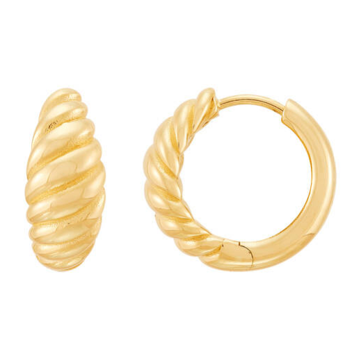 Twisted Shrimp Hoop Earrings in 14K Yellow Gold
