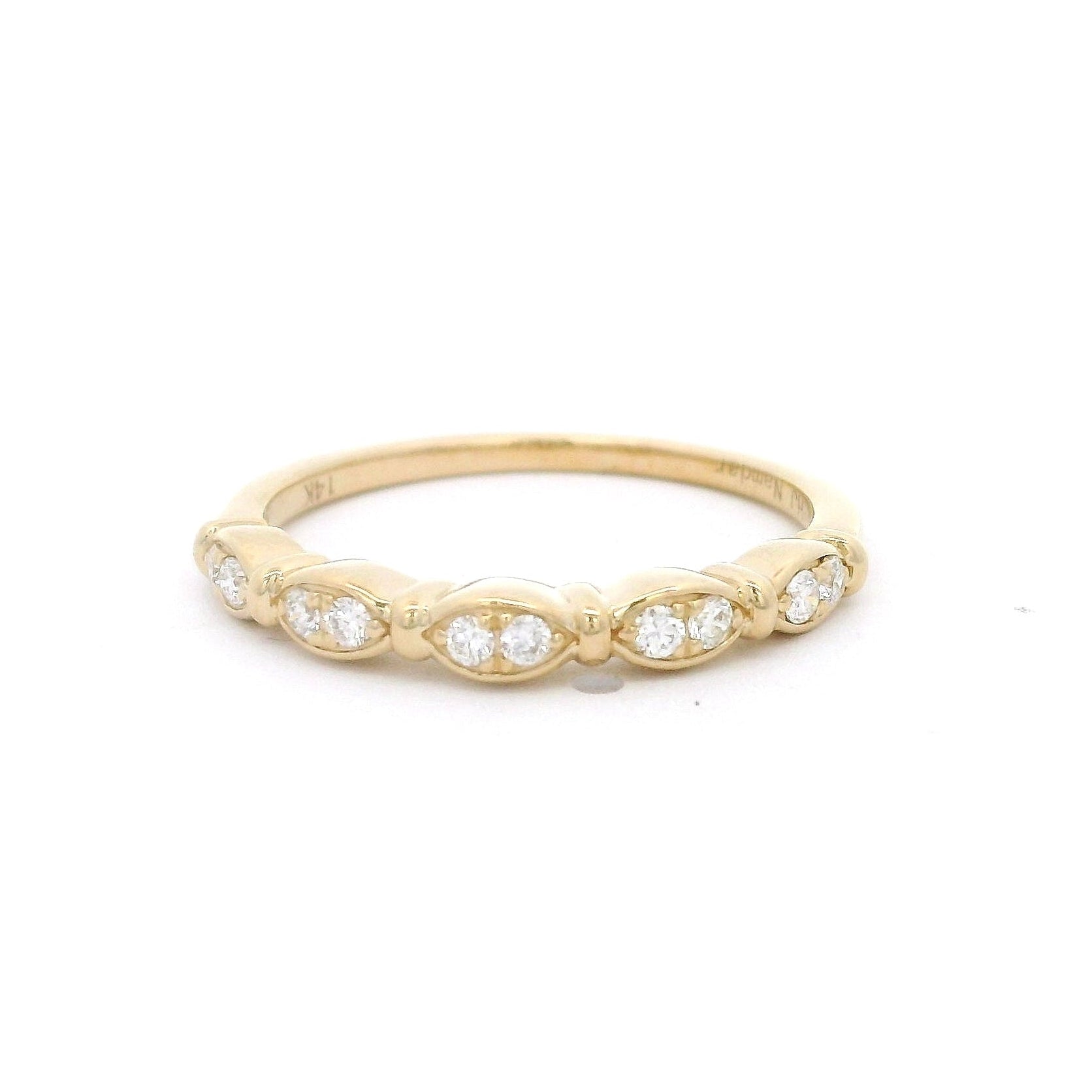 Marquise Round Diamond Ring in 14K Yellow Gold, Size 7