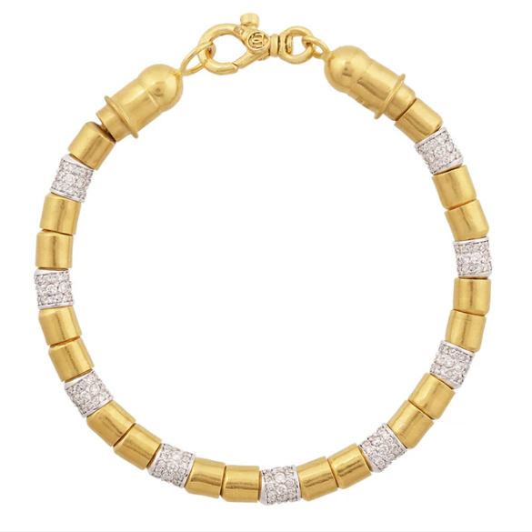Gurhan Vertigo Pave Station Beaded Bracelet in 24K Yellow Gold