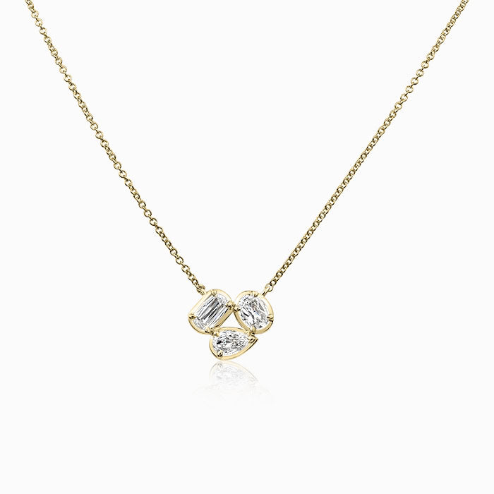 Crisscut NY Love Luxe L'Amour Multi Shape Diamond Pendant Necklace in 14K Yellow Gold