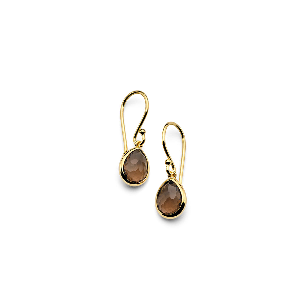 Ippolita Smoky Quartz Teeny Teardrop Earrings in 18K Yellow Gold