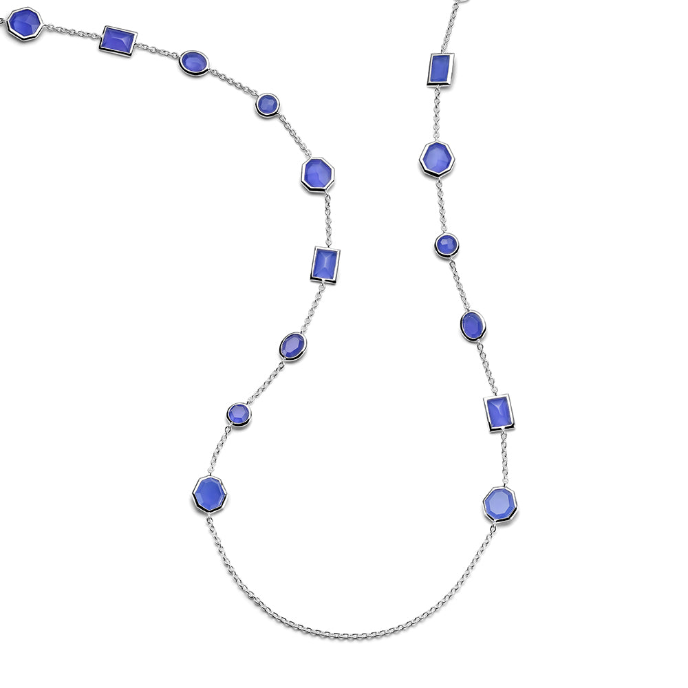 Ippolita Blue Agate Mixed-Cut Station Necklace in Sterling Silver