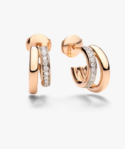 Pomellato Diamond Together Hoop Earrings in 18K Rose Gold